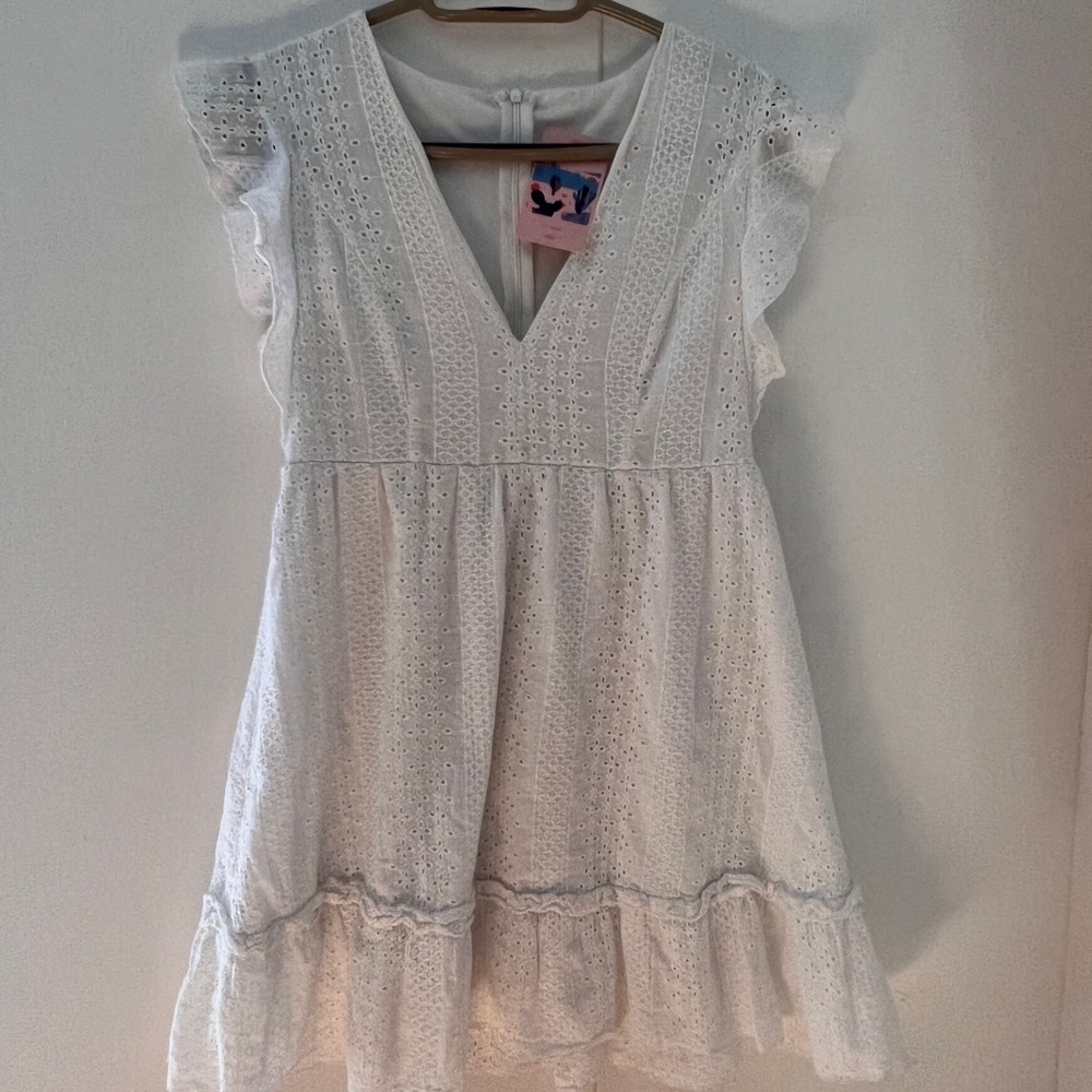 White Eyelet Lace Babydoll Dress
